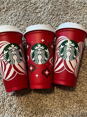 Starbucks Red and Green Holiday Reusable Cups - set of 3